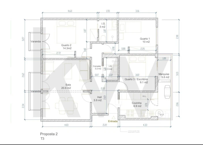 Apartamento T3 para Arrendamento em Arroios Planta 1