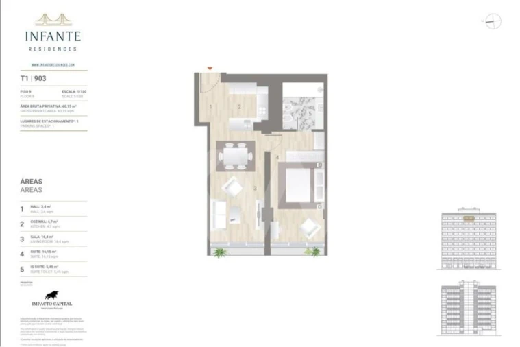 Apartamento T1 para Venda em Estrela Foto 9