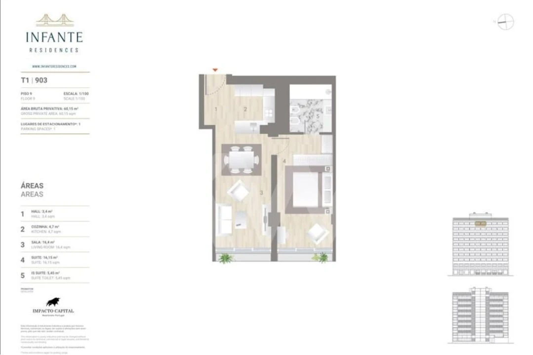 Apartamento T1 para Venda em Estrela Foto 9
