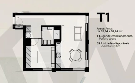 Apartamento T2 para Venda em Requeixo, Nossa Senhora de Fátima e Nariz