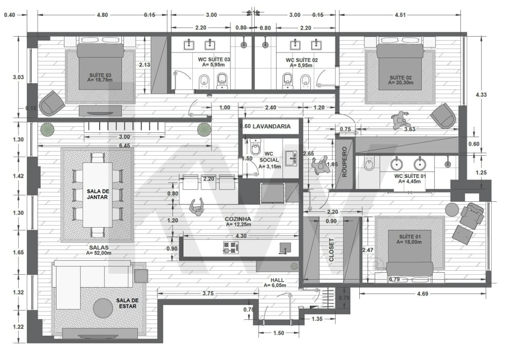 Apartamento T3 para Venda em Santo António Foto 47