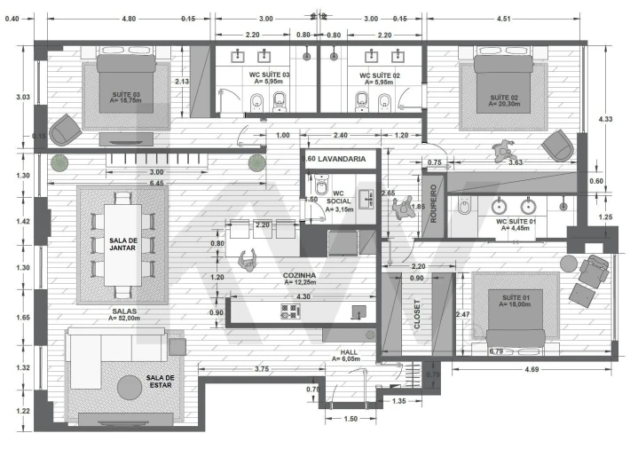 Apartamento T3 para Venda em Santo António Foto 47