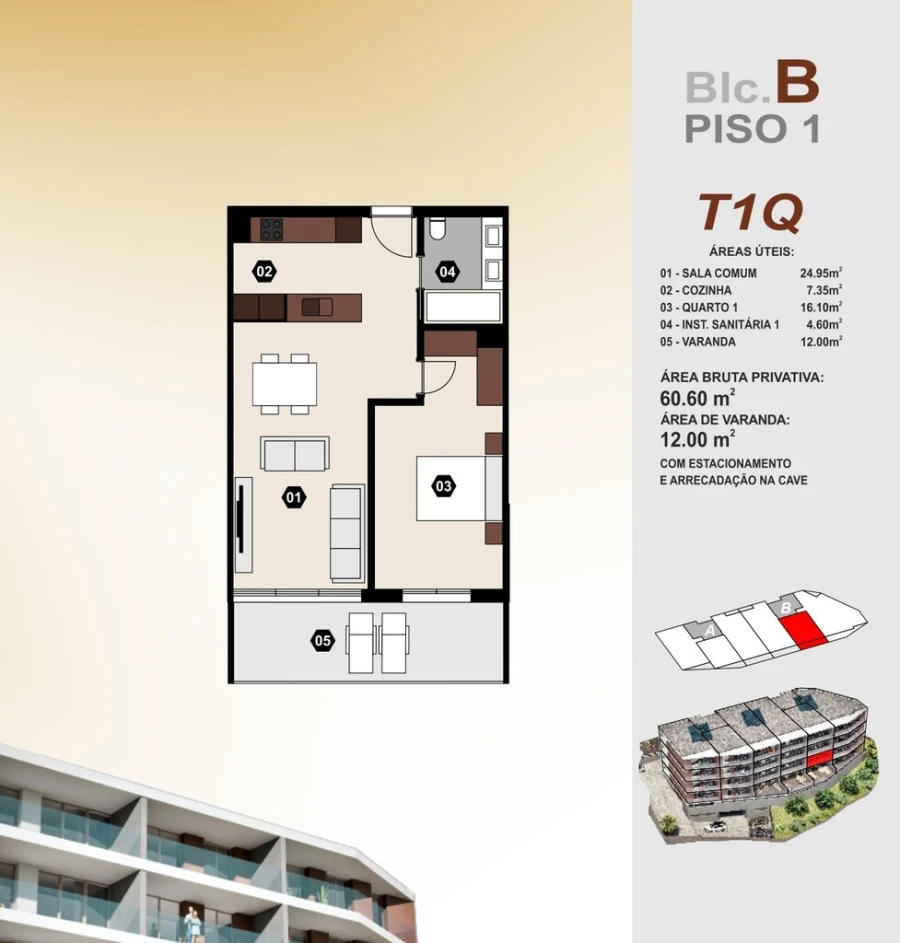 Apartamento T1 para Venda em Camara de Lobos Foto 12