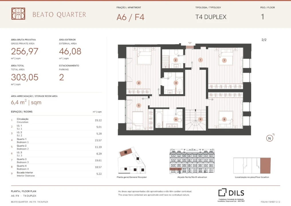 Apartamento T4 para Venda em Beato Planta 2