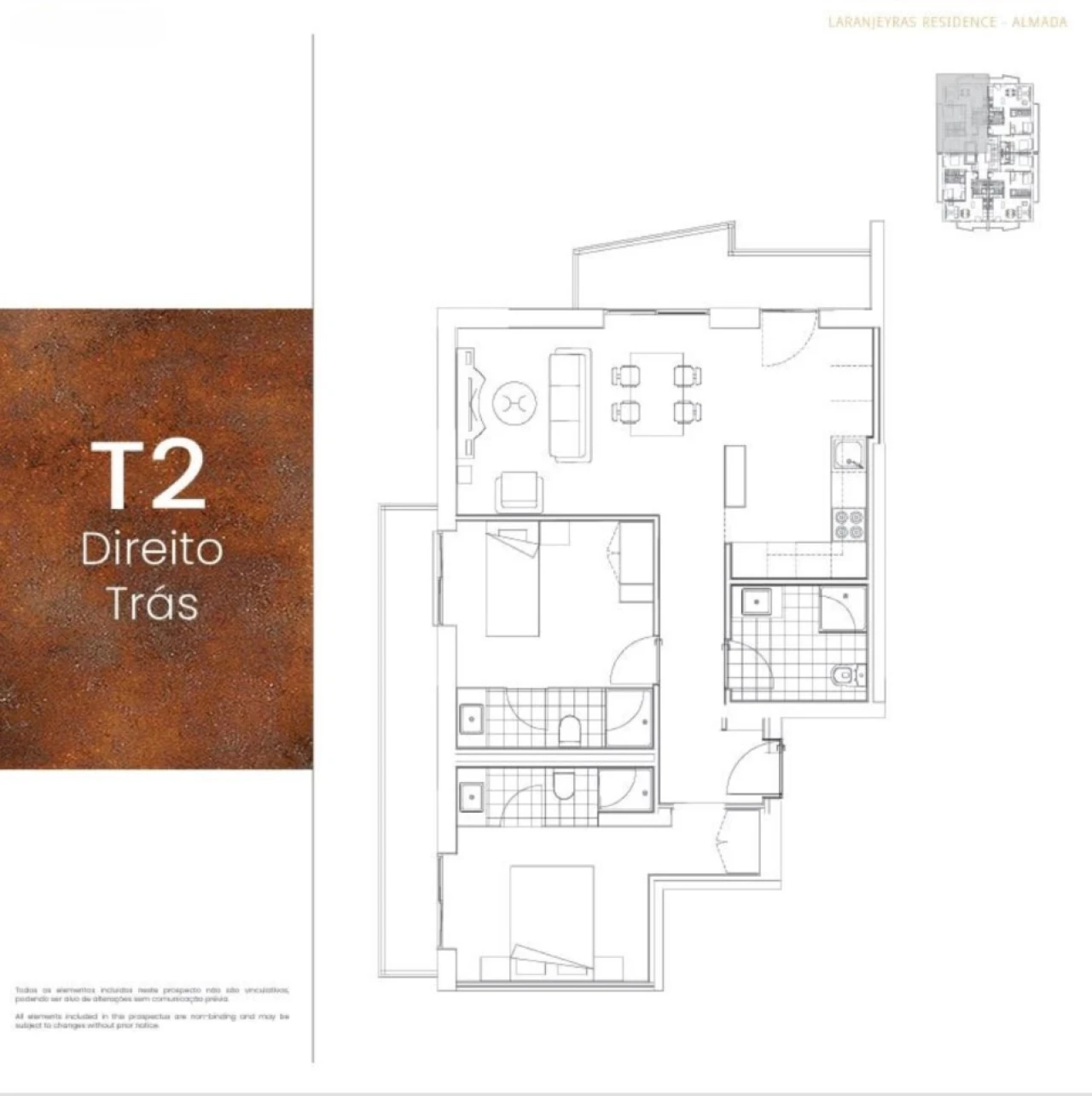 Apartamento T2 para Venda em Laranjeiro e Feijó Planta 2