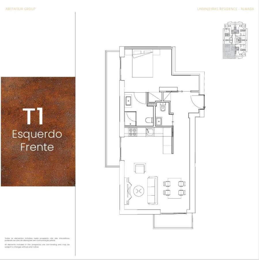 Apartamento T1 para Venda em Laranjeiro e Feijó Planta 1