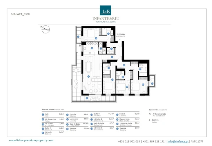 Apartamento T4 para Venda em Avenidas Novas Planta 1