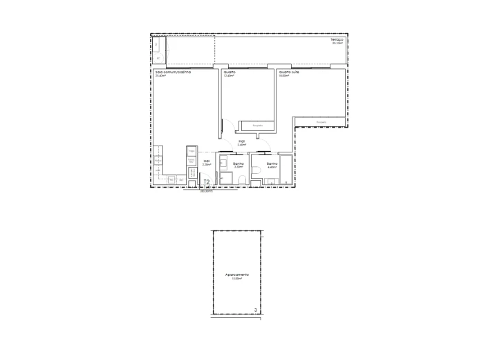 Apartamento T2 para Venda em São João da Madeira Planta 1