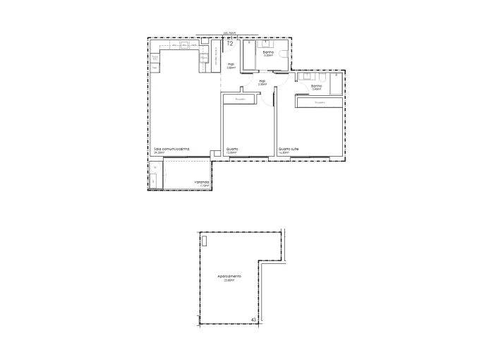 Apartamento T2 para Venda em São João da Madeira Planta 1