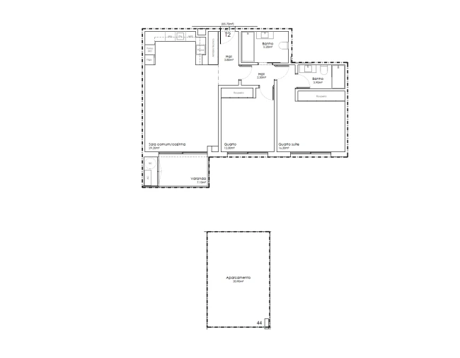 Apartamento T2 para Venda em São João da Madeira Planta 1
