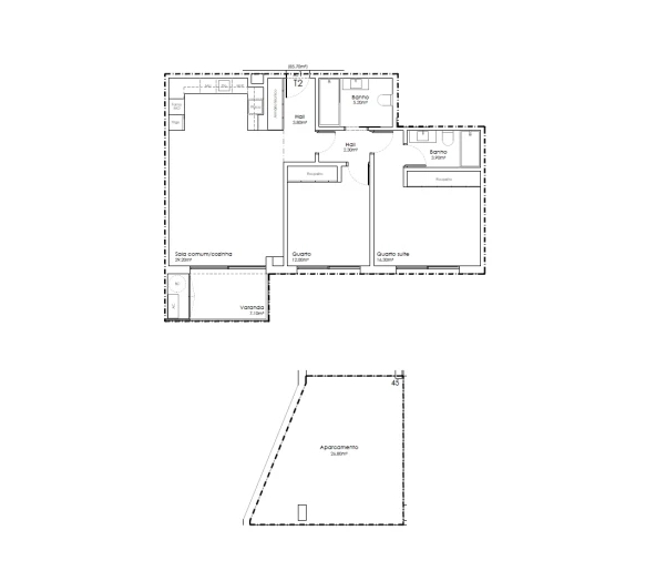 Apartamento T2 para Venda em São João da Madeira Planta 1