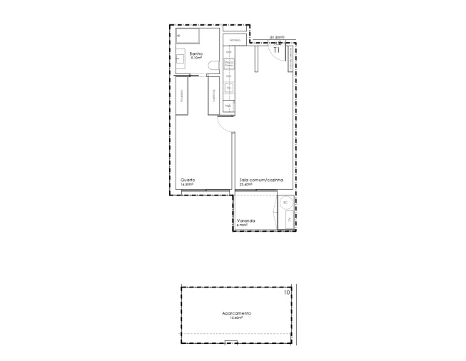 Apartamento T1 para Venda em São João da Madeira Planta 1