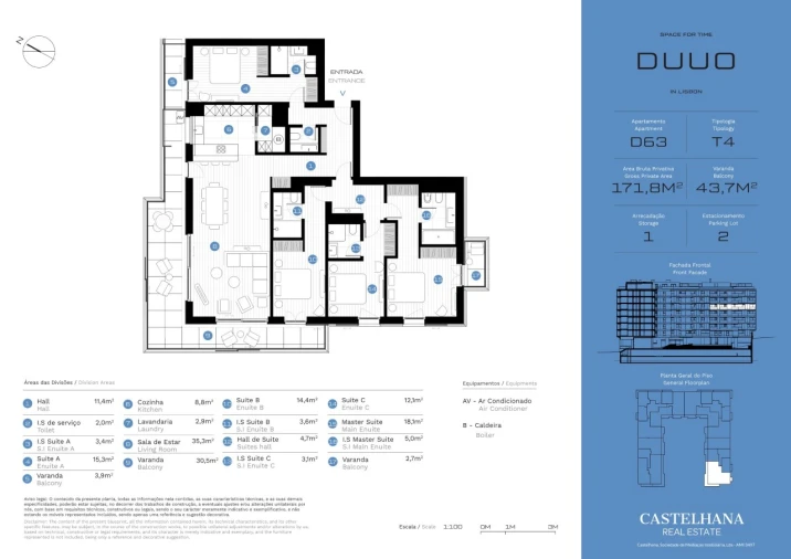 Apartamento T4 para Venda em Avenidas Novas Planta 1