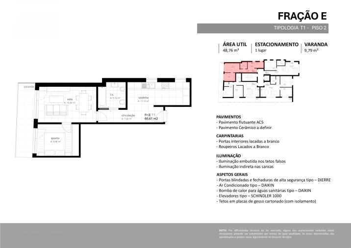 Apartamento T1 para Venda em Viseu Planta 1