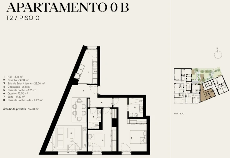 Apartamento T2 para Venda em Alcantara Planta 1