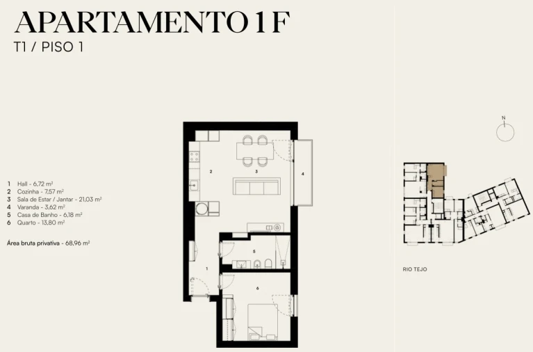 Apartamento T1 para Venda em Alcantara Planta 1