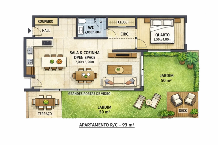 Apartamento T1 para Venda em Quarteira Planta 1