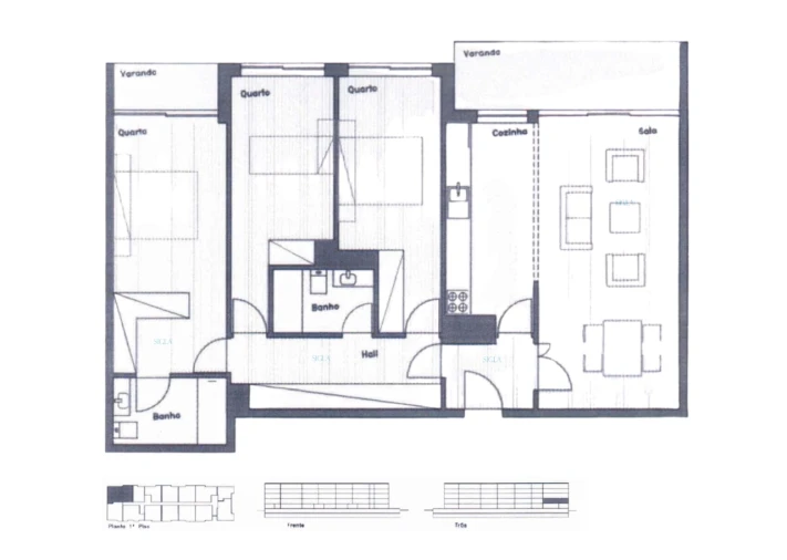 Apartamento T3 para Venda em Canidelo Planta 1