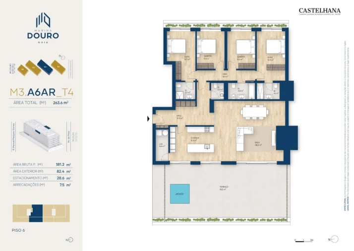 Apartamento T4 para Venda em Canidelo Planta 1