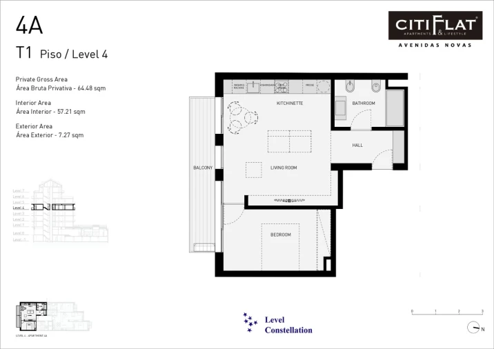 Apartamento T1 para Venda em Avenidas Novas Planta 1