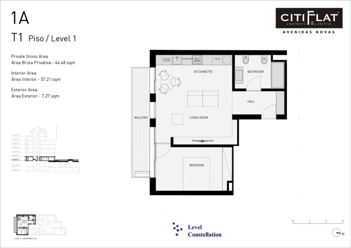 Apartamento T1 para Venda em Avenidas Novas Planta 1