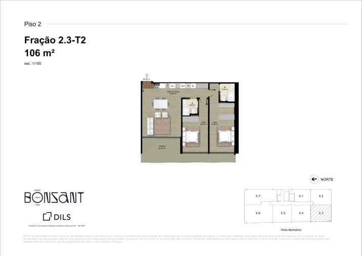 Apartamento T2 para Venda em Campolide Planta 1