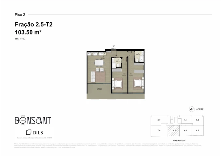 Apartamento T2 para Venda em Campolide Planta 1