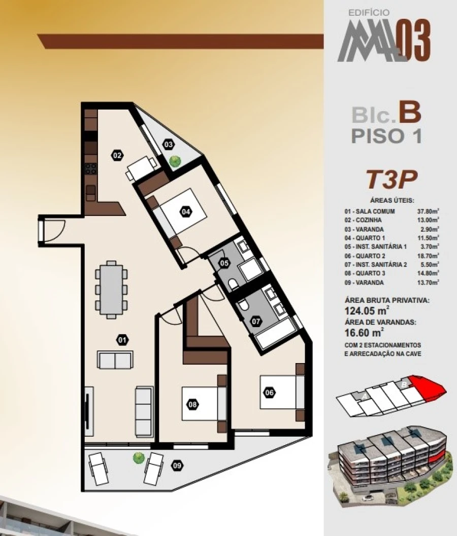 Apartamento T3 para Venda em Camara de Lobos Planta 1