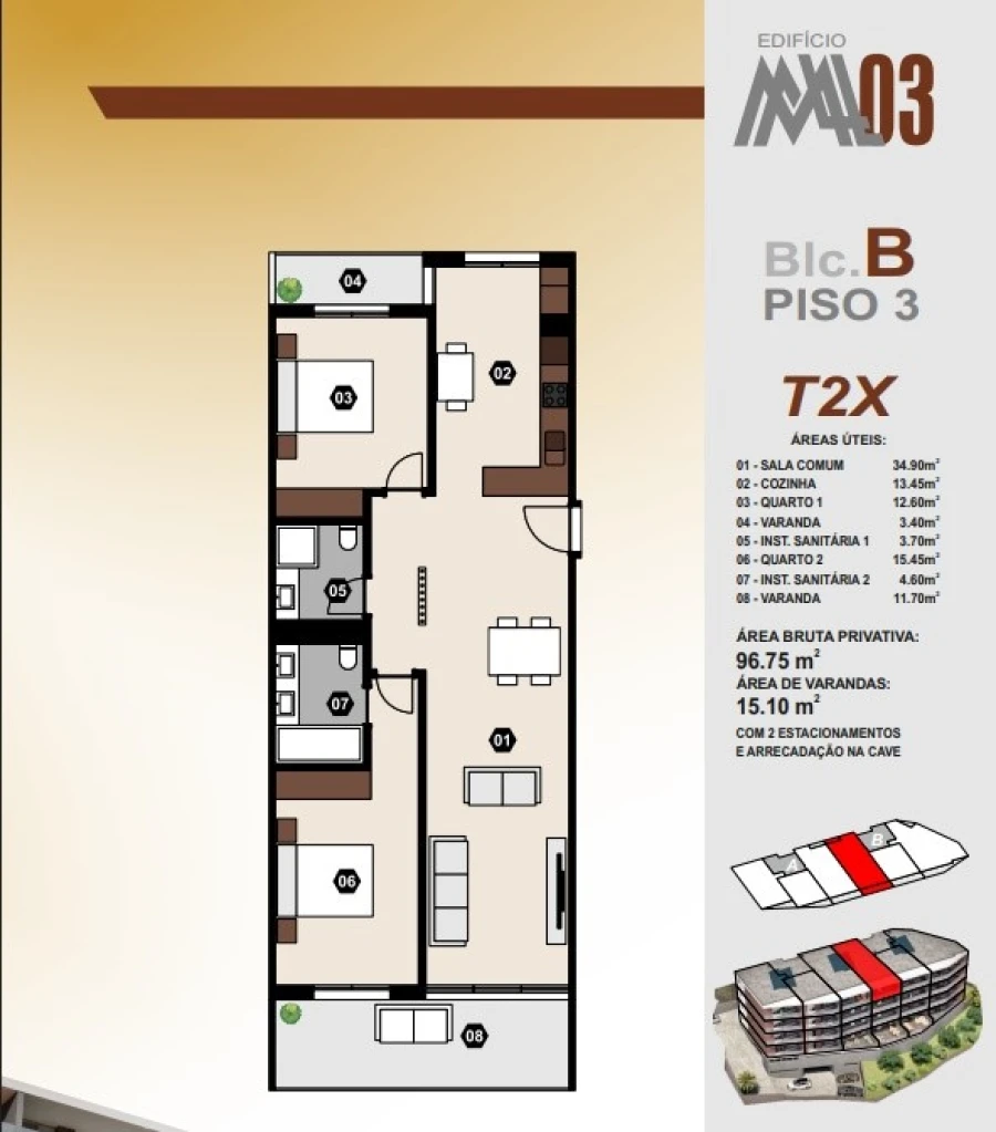Apartamento T2 para Venda em Camara de Lobos Planta 1