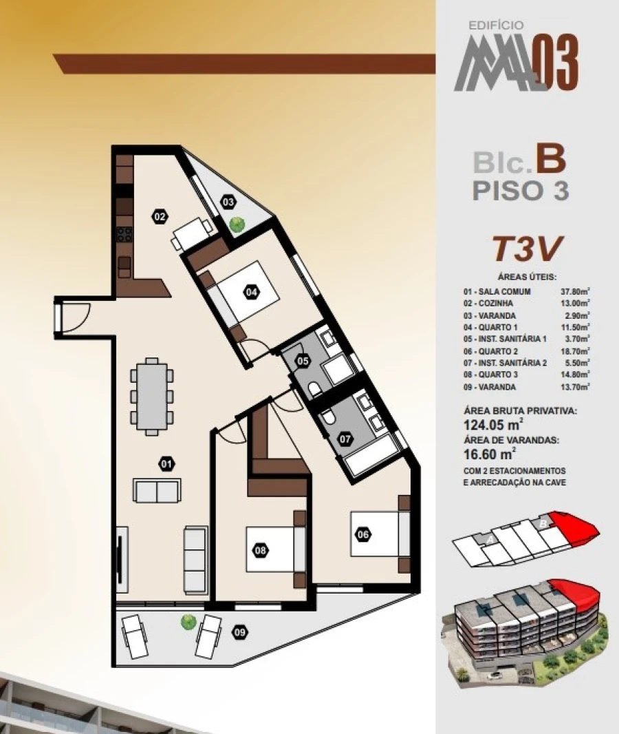 Apartamento T3 para Venda em Camara de Lobos Planta 1
