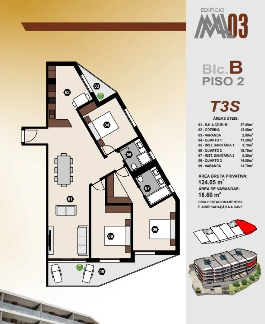 Apartamento T3 para Venda em Camara de Lobos Planta 1