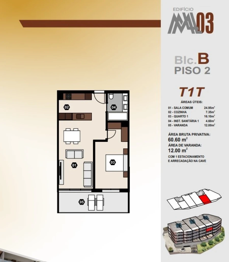Apartamento T1 para Venda em Camara de Lobos Planta 1