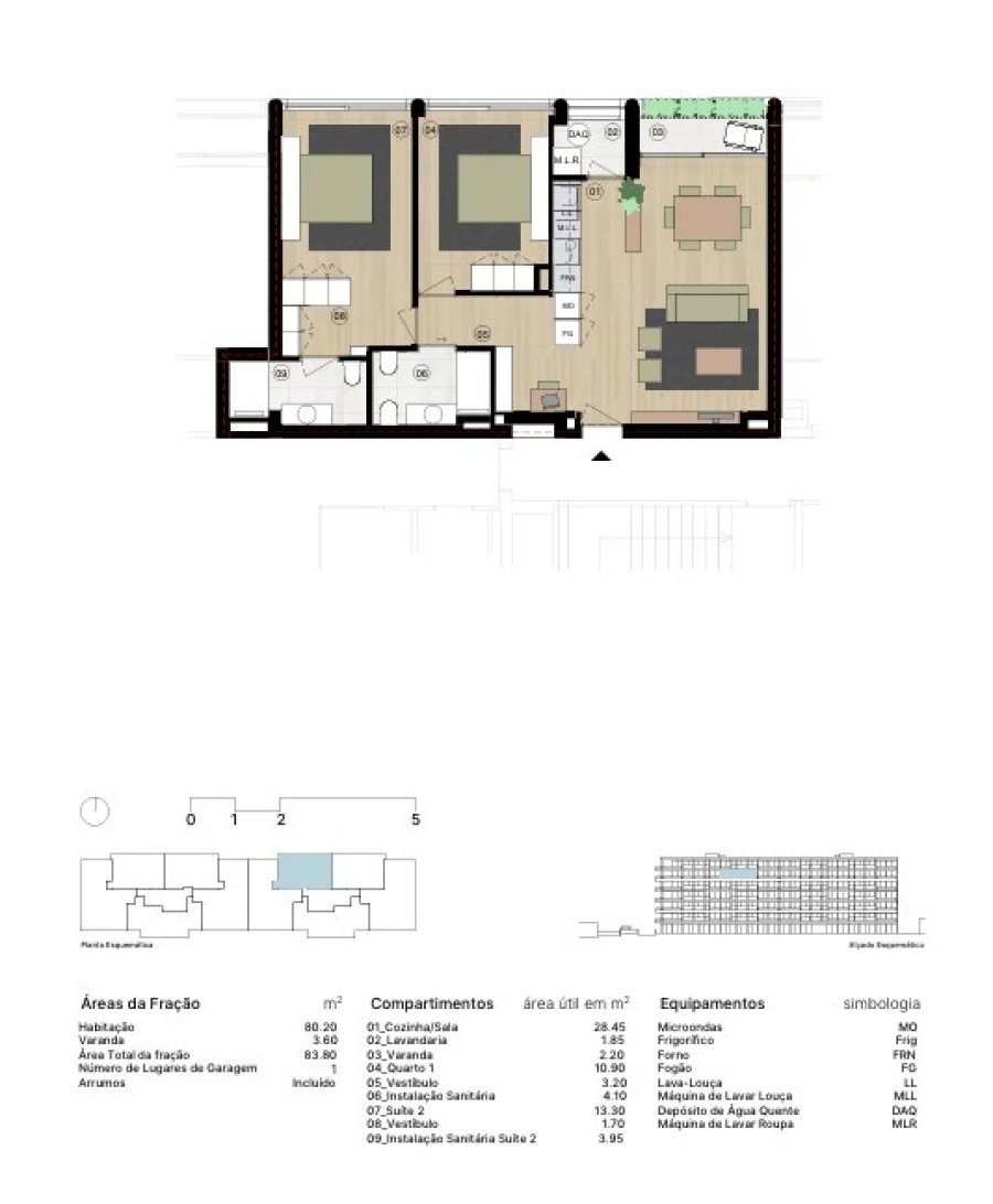 Apartamento T2 para Venda em Matosinhos e Leça da Palmeira Planta 1