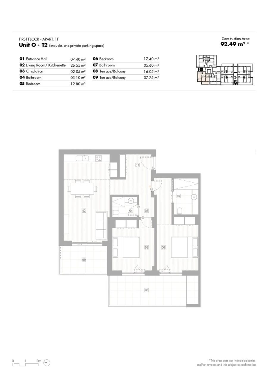 Apartamento T2 para Venda em Lagos (São Sebastião e Santa Maria) Planta 2