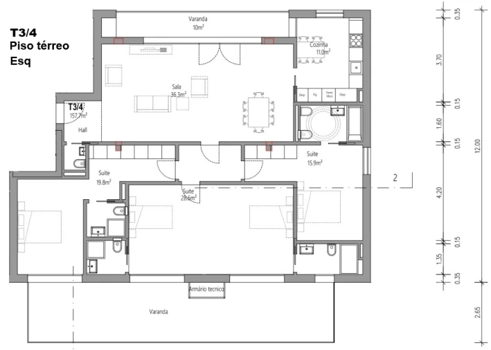 Apartamento T4 para Venda em Santa Clara e Castelo Viegas Planta 1