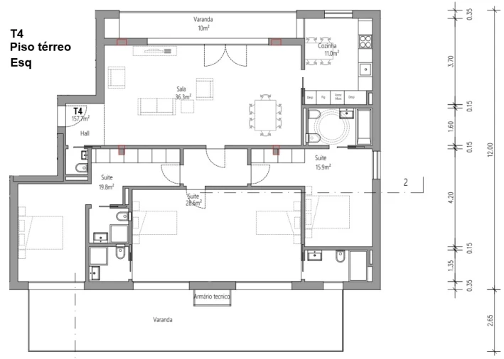 Apartamento T3 para Venda em Santa Clara e Castelo Viegas Planta 2