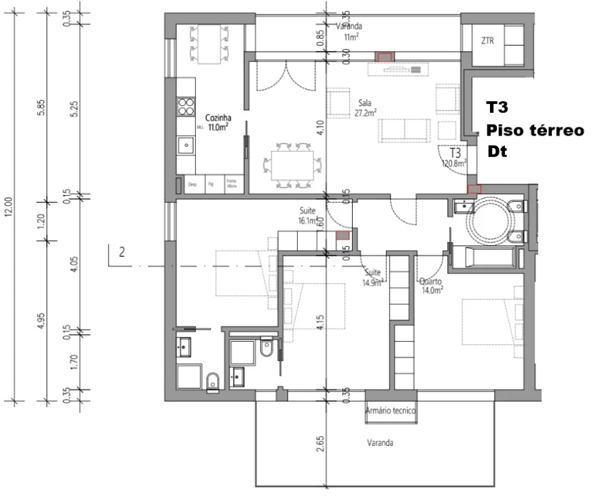 Apartamento T3 para Venda em Santa Clara e Castelo Viegas Planta 2