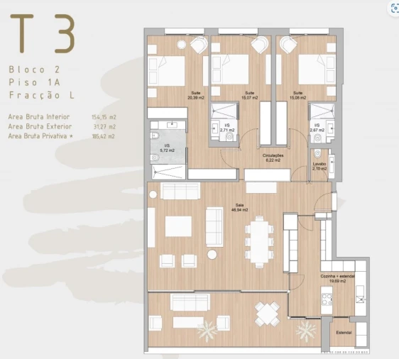 Apartamento T3 para Venda em Marvila Planta 1