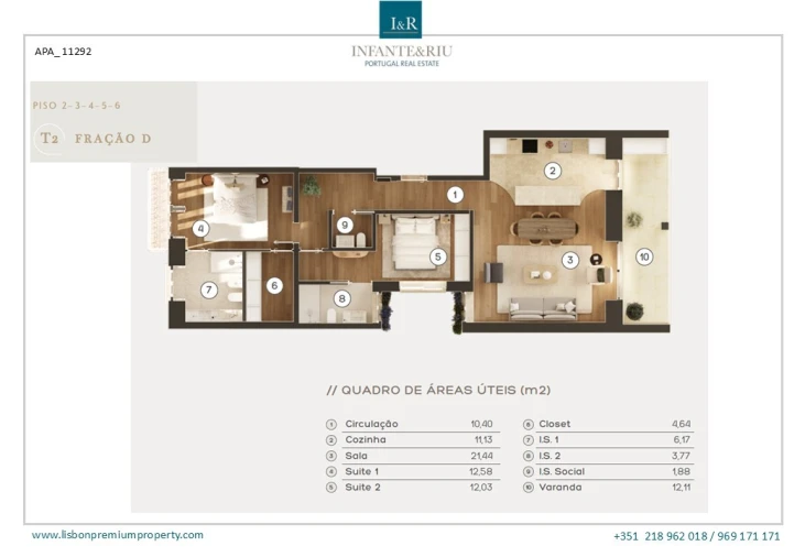 Apartamento T2 para Venda em Avenidas Novas Planta 1