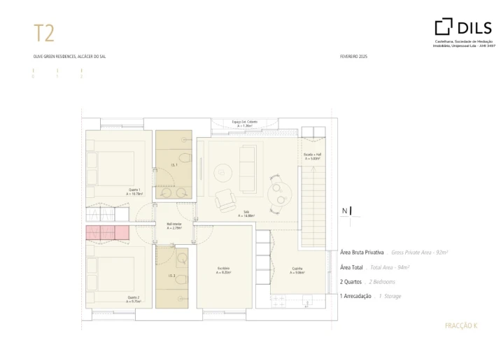 Apartamento T2 para Venda em Santa Maria do Castelo e Santiago e Santa Susana Planta 1