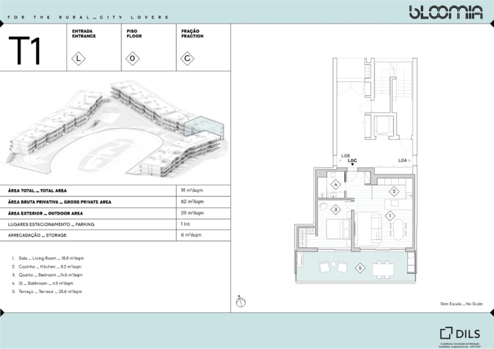 Apartamento T1 para Venda em Queluz e Belas Planta 1