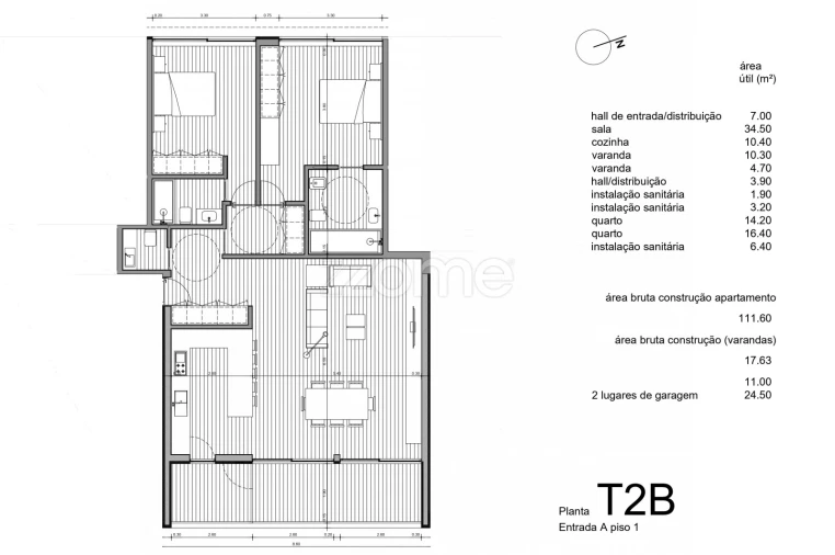 Apartamento T2 para Venda em Gondomar (São Cosme), Valbom e Jovim Planta 1