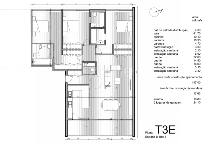 Apartamento T3 para Venda em Gondomar (São Cosme), Valbom e Jovim Planta 1