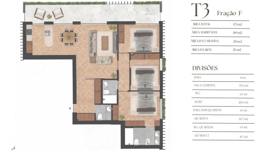 Apartamento T3 para Venda em Lordelo do Ouro e Massarelos Planta 1