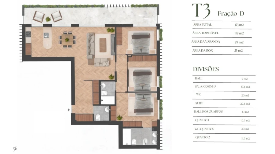 Apartamento T3 para Venda em Lordelo do Ouro e Massarelos Planta 1