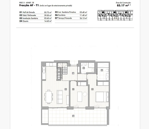 Apartamento T2 para Venda em Lagos (São Sebastião e Santa Maria) Planta 1
