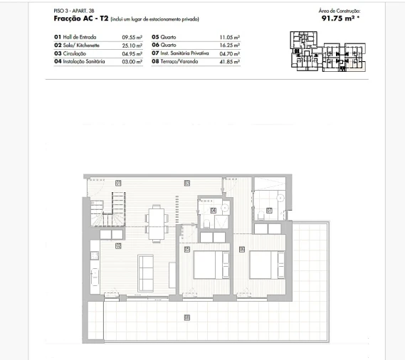 Apartamento T2 para Venda em Lagos (São Sebastião e Santa Maria) Planta 1
