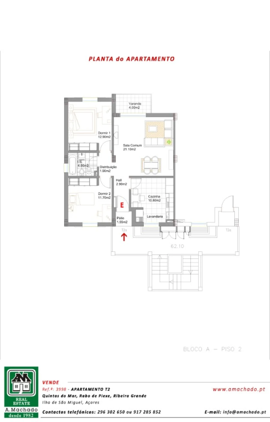 Apartamento T2 para Venda em Rabo de Peixe Planta 2