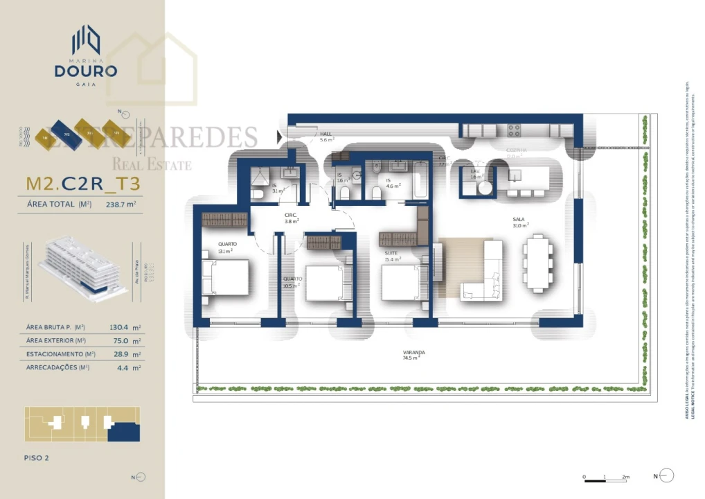Apartamento T3 para Venda em Santa Marinha e São Pedro da Afurada Foto 8