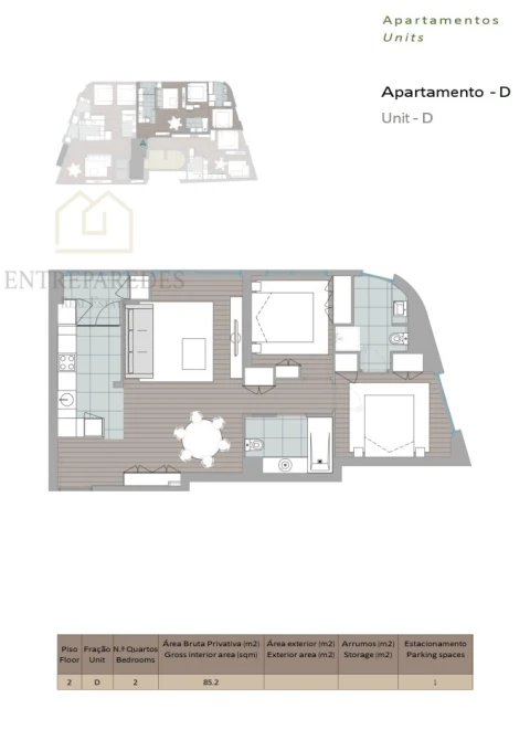 Apartamento T2 para Venda em Mafamude e Vilar do Paraíso